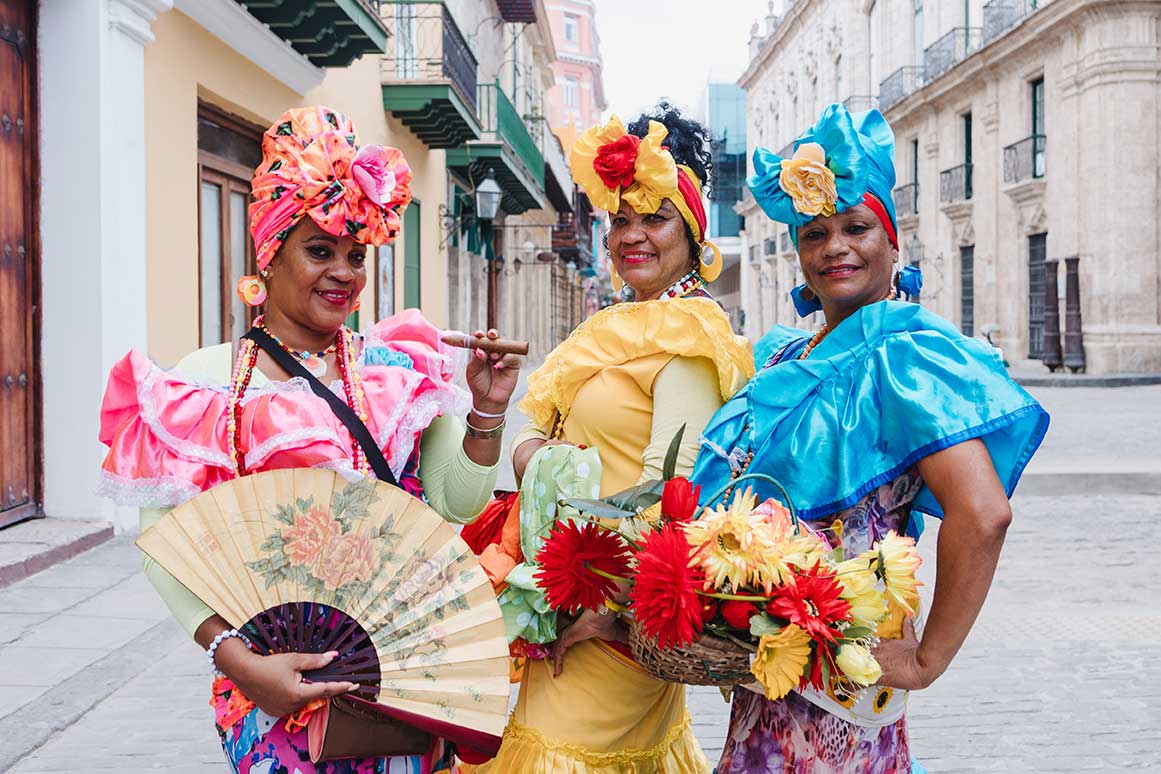 Cuban women in traditional dress