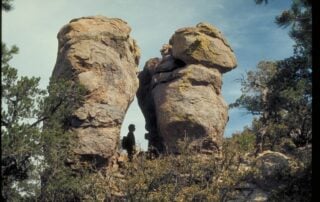Two balanced rock towers in Chiricahua National Park